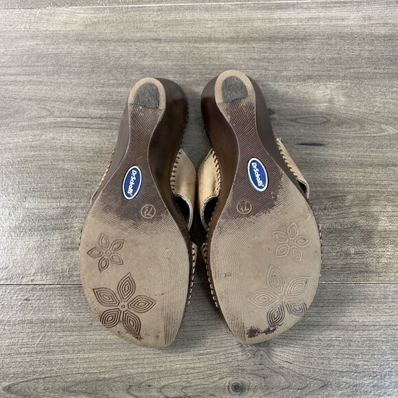 Dr. Scholls Marti Women's Wedge Sandals Sz 7.5 Leather Slide Heels Open Toes - Picture 10 of 10